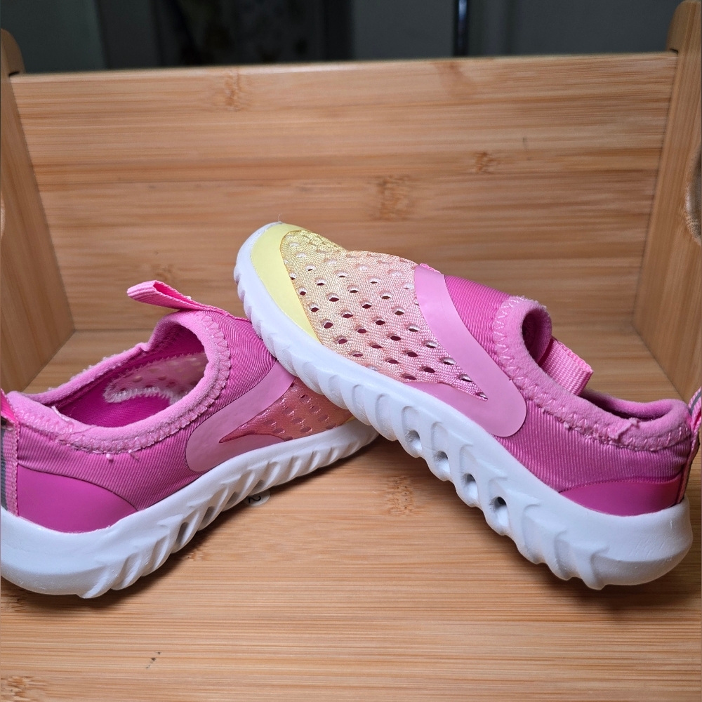 Children's Pink Gradient Slip-On Sneakers with Yellow Accent